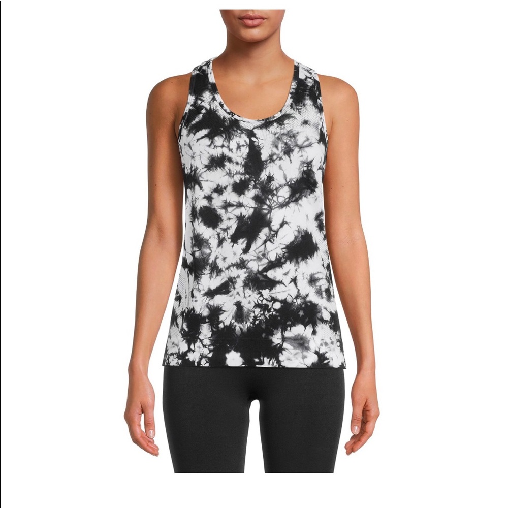 Avia Razorback Tank Top Womens Size Med 8-10 Black White Tie Dye Breathable New